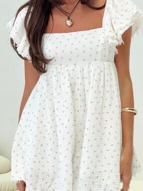 Princess Polly White Mini Romper with Red Cherry Motif